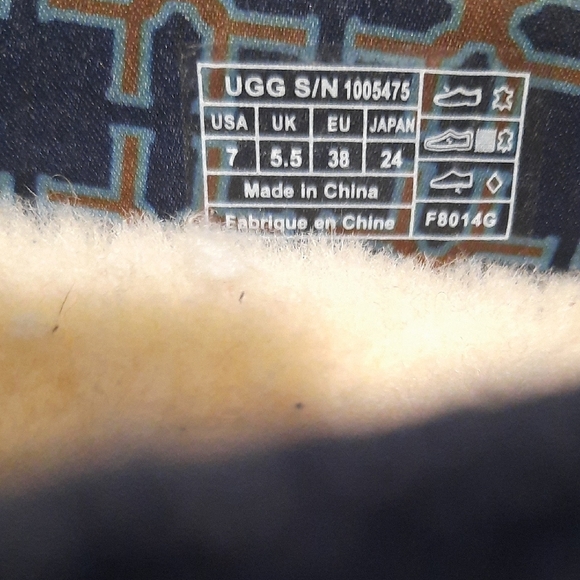 UGG Navy Suede Loafers with Light Blue Tassels - Picture 6 of 6